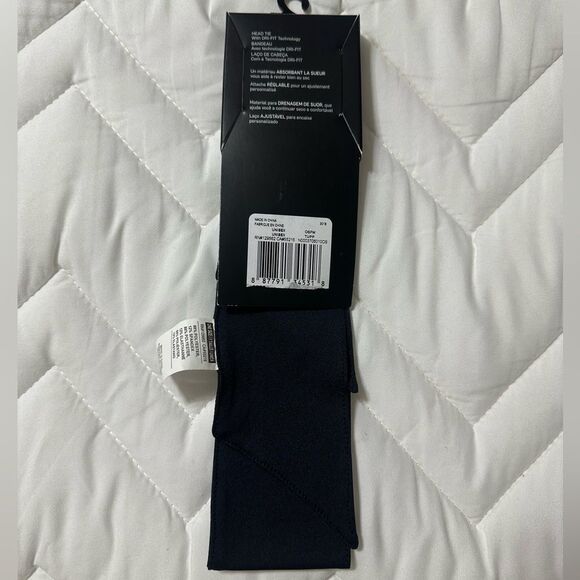NIKE OS Dri-FIT Unisex Black White Logo Athletic Headband Tie - Picture 5 of 10